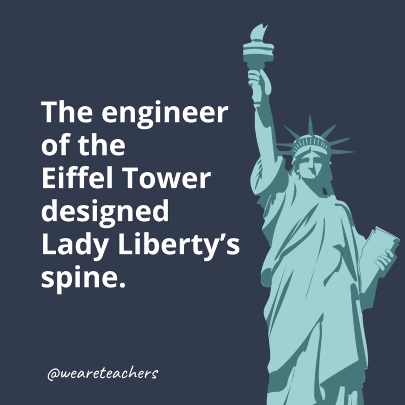 The engineer of the Eiffel Tower designed Lady Liberty's spine.- statue of liberty facts