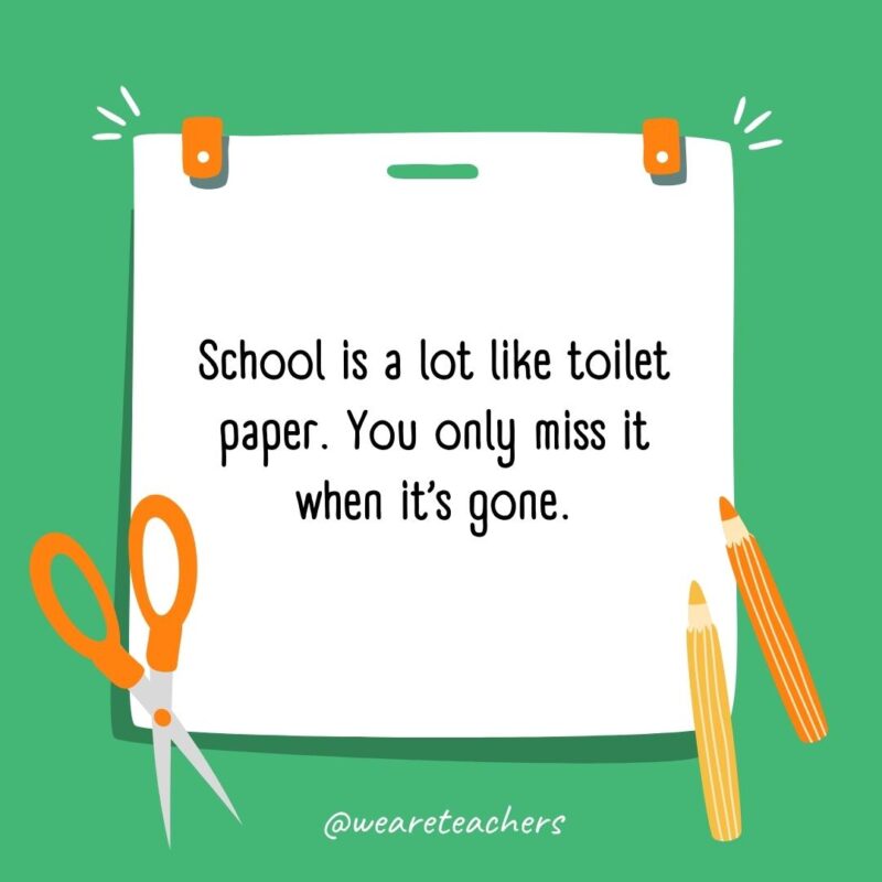 School is a lot like toilet paper. You only miss it when it’s gone.- back to school quotes