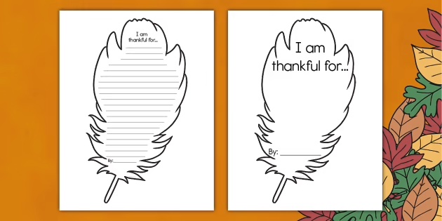 turkey feather writing activity from Twinkl free fall printables