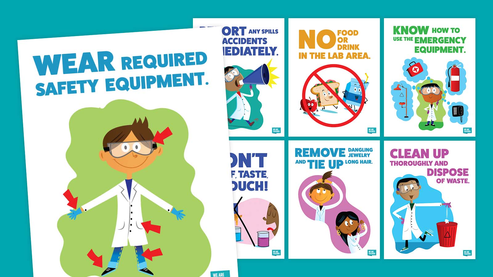 Lab safety posters for the classroom.