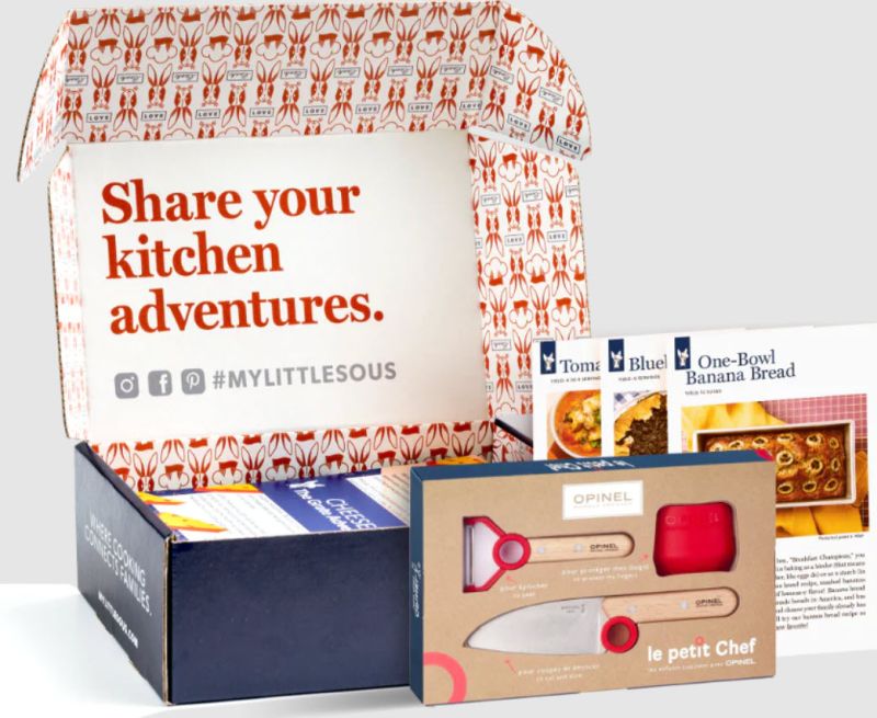 Little Sous educational subscription box with recipes and cooking tools for kids