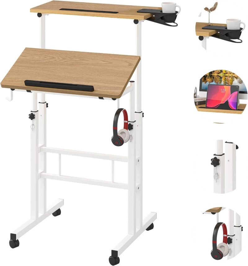 Klvied stand up laptop workstation on wheels