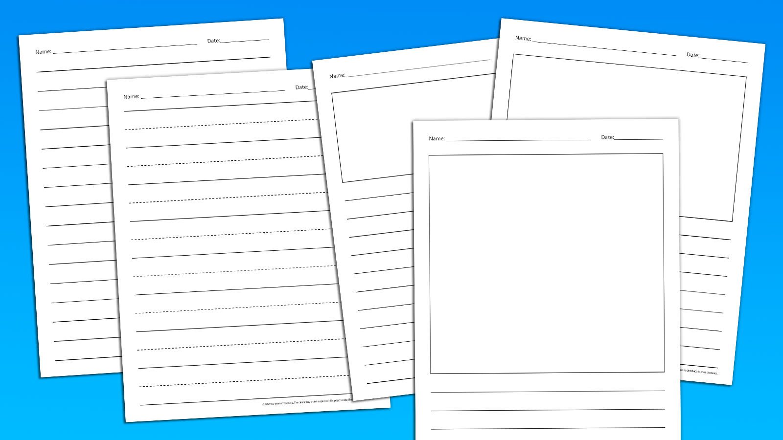 Writing template bundle including printable lined paper.