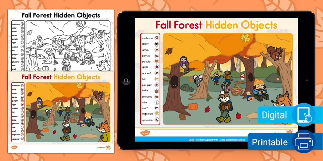 free fall printables hidden objects activity