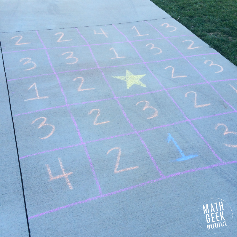 Chalk drawing on sidewalk of numbers