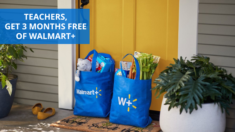 Walmart+ feature image grocery bags on door step